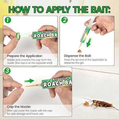 Roach Gel Bait 10 Pack - Fast-Acting Indoor Cockroach Infestation Killer Gel for Indoor Pest Control, Targets German American Oriental Roaches, Includes Gloves and Applicator