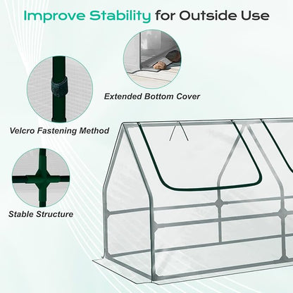 BPS 6x3x3 ft Mini Greenhouse with Transparent PVC Cover UV-Protected Roll-Up Zipper Windows, Ideal for Indoor or Outdoor Use on Raised Garden Beds