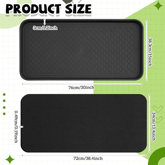 Vesici 1 Set/2 Pcs Large Self-Watering Plant Trays (30"x15") and 3mm Capillary Mat-Automatic Watering System for Indoor/Outdoor Plants, Durable Plastic Seedling Trays for Potted Plant, Garden