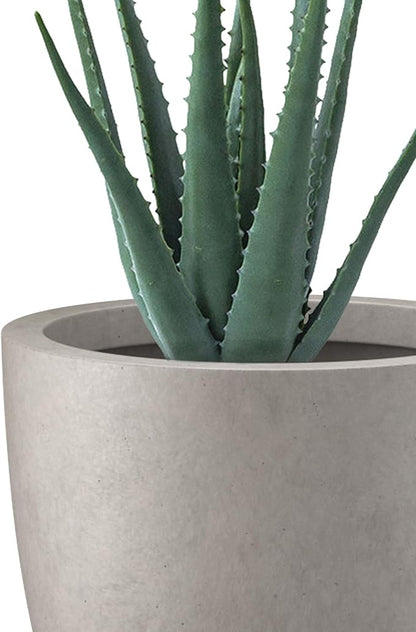 Kante 10 Inch Dia Round Concrete Planter, Indoor Outdoor Large Plant Pot with Drainage Hole and Rubber Plug for Home Patio Garden, Buff Concrete