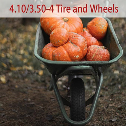 4.10/3.50-4 Tire Wheels Flat Free 10" Heavy Duty Solid Flat-Free Replacement Tire with 5/8 Axle Compatible with Gorilla Carts, Wheelbarrow, Dolly, Hand Truck (2-Pack)