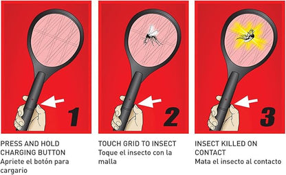 Black Flag 2-Pack Electric Bug Zapper Rackets – Mosquito & Fly Swatter, Battery Operated (Black)