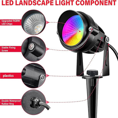 10W RGBW LED Landscape Lights Spot Lights Outdoor for Yard Garden Decor Spotlight, Landscape Lighting with 16 Color Changing and Remote IP68 Waterproof (10)