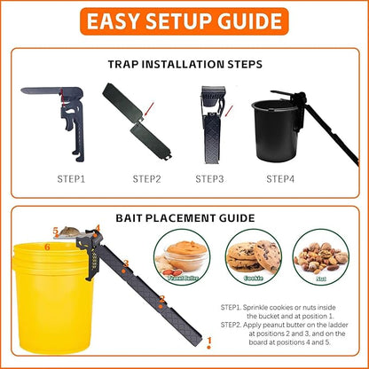 Walk The Plank Bucket Mouse Trap - Humane Rat Trap, 5 Gallon or Larger, Multi-Catch, Auto Reset, Reusable No Kill Live Mouse Traps for Indoor and Outdoor, Chicken Coop, Barn, Garage (2 Pack)