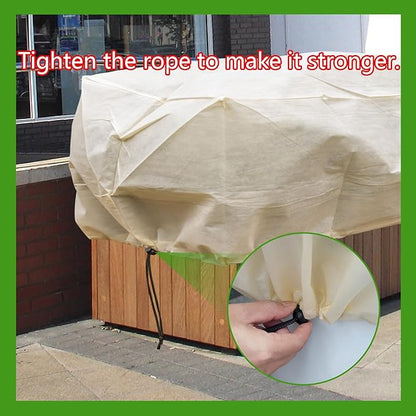Plant Frost Cover, Rectangular Planter Plant Winter Frost Blanket, Plant Frost Tree Cover Bag with Zip Drawstring, Reusable Frost Fabric for Outdoor Plants 4 Pack (68.8x17.7x15.7INCH)