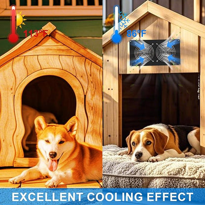 25W Solar Powered Exhaust Fan, Ultra Durable Dual Mental Shell Ventilation for Chicken Coops, Pet Sheds, Dog Houses and Greenhouses - High Speed Airflow, Energy Saving, Waterproof Plug & Play