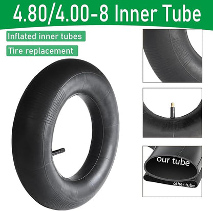 2-Pack 4.80/4.00-8 Inner Tube Heavy Duty Replacement 4.80 x 4.00-8 Inner Tube 4.80-8 4.00-8 480/400-8, Straight Valve, for Wheelbarrows/Hand Trucks/Garden Carts/Lawn Mowers and More