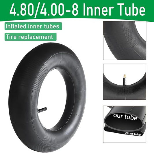 2-Pack 4.80/4.00-8 Inner Tube Heavy Duty Replacement 4.80 x 4.00-8 Inner Tube 4.80-8 4.00-8 480/400-8, Straight Valve, for Wheelbarrows/Hand Trucks/Garden Carts/Lawn Mowers and More