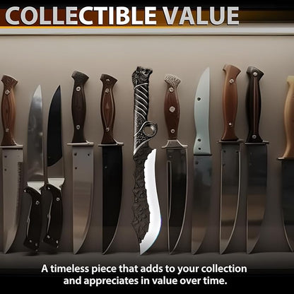 Purple Dragon Heavy Duty Machete for Cutting Trees – Japanese Forged Survival Machete with Tiger Head Handle, Gardening Machetes with Leather Sheath, Yard Work & Outdoor Camping Machetes