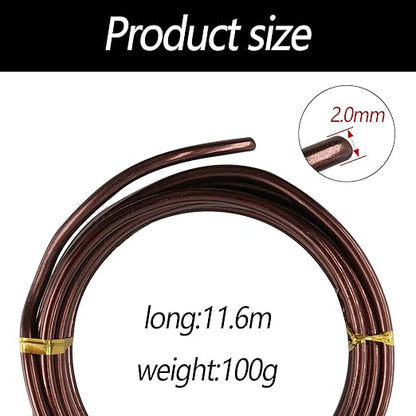 2 Rolls 2mm Bonsai Training Wire, Aluminum Training Wire for Holding Bonsai Branches Small Trunks, Brown