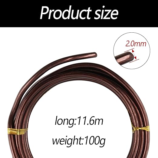 2 Rolls 2mm Bonsai Training Wire, Aluminum Training Wire for Holding Bonsai Branches Small Trunks, Brown