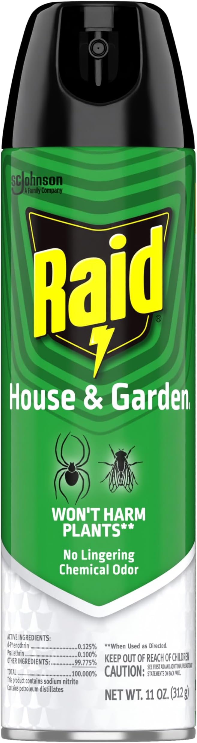 Raid House and Garden Insect Killer, Kills Ants, Roaches, Spiders and Flies on Contact, 11oz