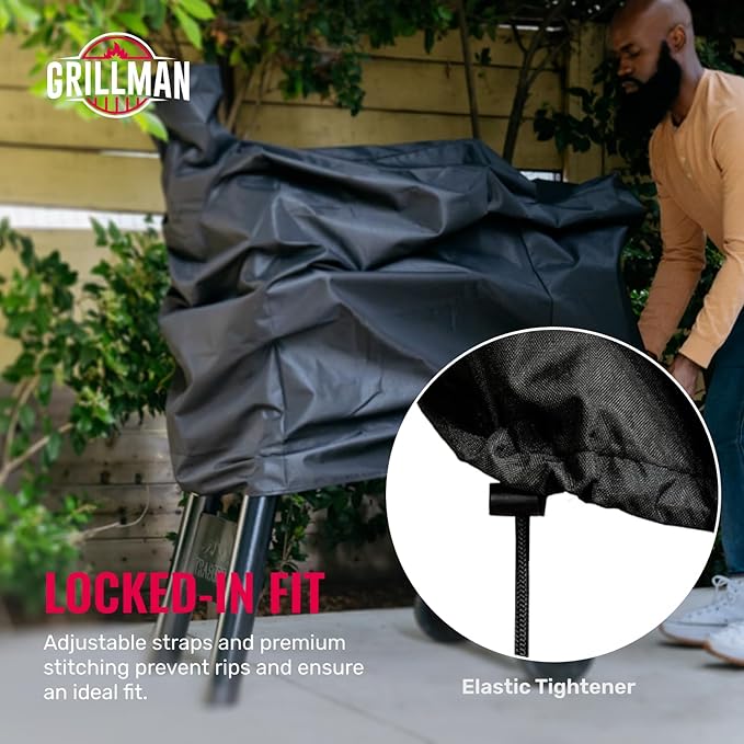 Grillman Grill Cover, BBQ Outdoor Grill Covers, Charcoal, Gas Grills, Waterproof, Rip-Proof, Weather-Resistant, Anti-UV, Barbecue Cover for Traegar 22/575 Series, Pro 22, Z, etc (Black, 41 Inch)