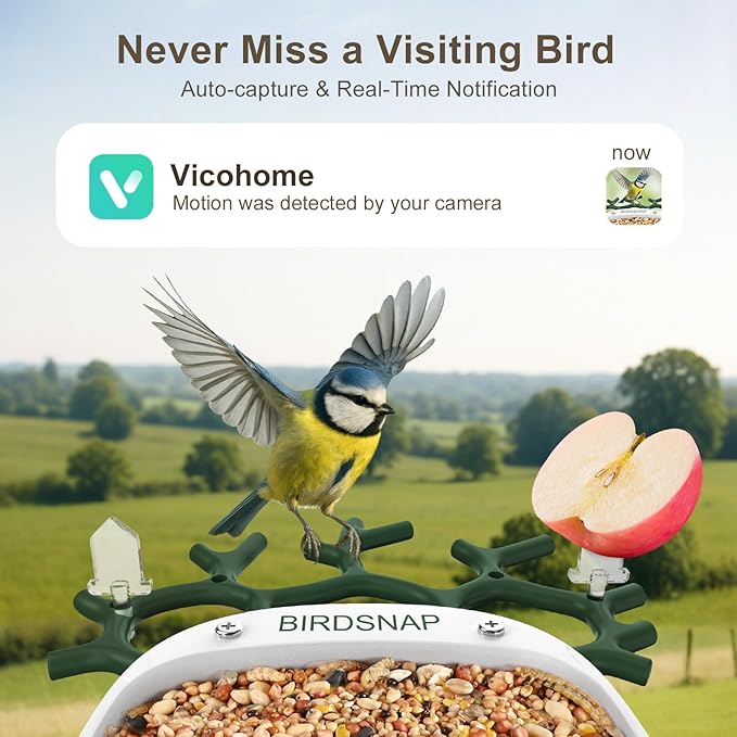 birdsnap® P33 - Bird Feeder with Camera Solar Powered, 2K Video Bird Camera Feeder Live with 32GB Card, AI Identify Feather Species, Auto Record in Backyard, for Birds Lover