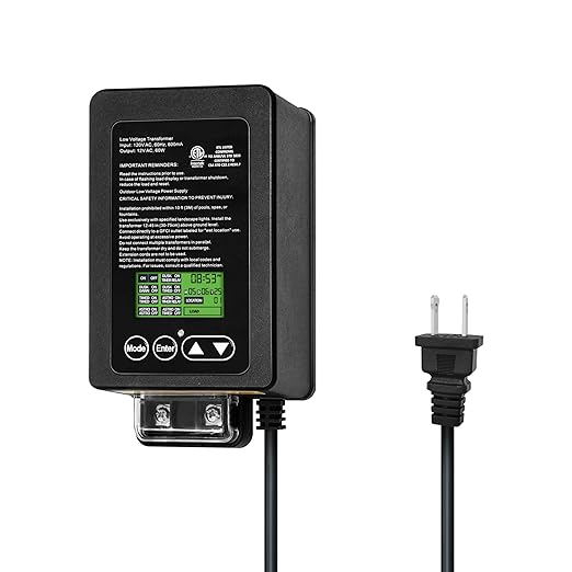 GKOLED 60W Low Voltage Landscape Transformer, Outdoor Landscape Lighting Transformer with Photocell Sensor and Timer, 120V AC to 12V AC for LED Lights, Weatherproof, Heavy-Duty, ETL Listed