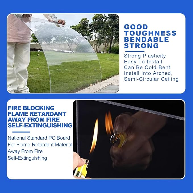Greenhouse Panels Daylighting Roof Panels Transparent Greenhouse Panel Easy to Bend and Cut for Outdoor Gardens Greenhouses.(Transparent,5.1x29.5ft)