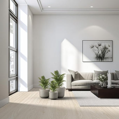 Kante 13",11",9" Dia Weathered Concrete Round Planters (Set of 3), Outdoor Indoor Modern Planter Pots, Lightweight, Weather Resistant, Seamless with Drainage Hole