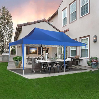 COBIZI 10x20 Pop Up Canopy with 6 Sidewall, Commercial Canopy UPF 50+ Waterproof Outdoor Gazebo with Carry Bag, Tents for Parties with Upgrade Frame, 3 Height Adjustable, Blue