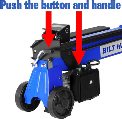 BILT HARD Log Splitter 6.5 Ton, Wood Splitter Electric Powered 15Amp, with Hydraulic Ram, Electric Firewood Splitting Machine, Horizontal
