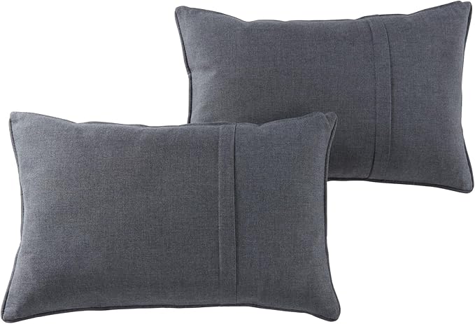 Greendale Home Fashions Sunbrella 21" x 14" Rectangle Outdoor Throw Pillow with Removable Cover (Set of 2), Cast Slate 2 Count