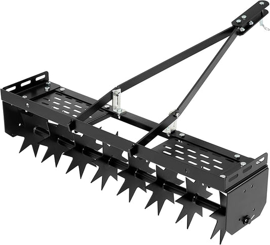 32" Tow Behind Spike Aerator Tool W/ 8 Spikes, Hitch Pin Attach to Lawn Tractor, Most ZTRs, ATVs Soil Mower Hitch, Lawn Soil Penetrator for Gardens, Lawns, Farms