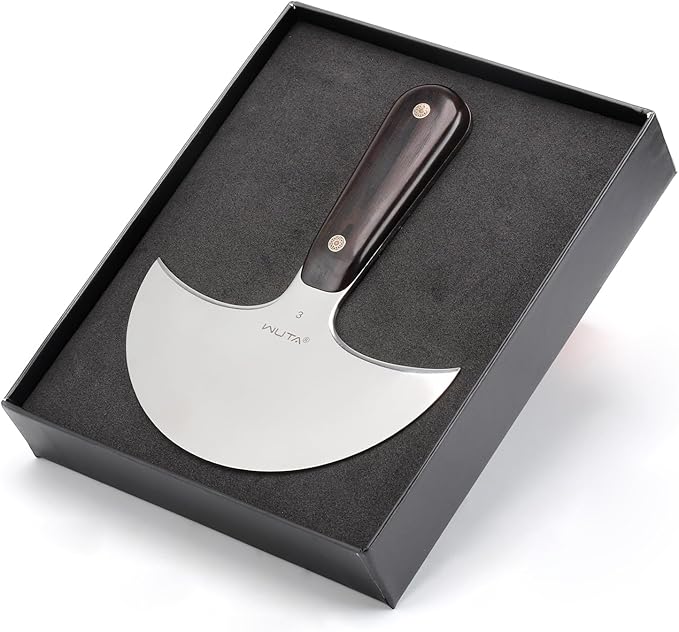 WUTA Leather Cutting Knife Ultra Sharp Round Head Craft Skiving Cutting Tools Round Leathercraft Knife DIY Handmade Senior Leather Tools(3# 5 inches)