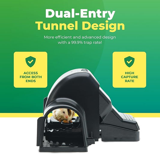 Rat Traps Indoor and Outdoor - 2 Pack Dual-Entry Large Rat Trap Outdoor and Indoor for Home, Garden and Restaurant with 99.9% Trap Rate | Easy to Use Rodent Traps with Safe Hands Free Design