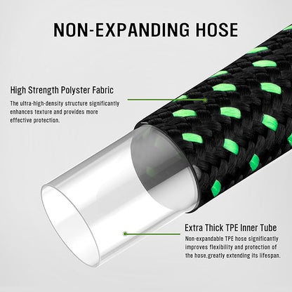 HBlife Garden Hose 25ft, Non Expandable Water Hose with 8 Watering Spray Nozzle, Flexible Lightweight Hose for Yard, Lawn, Car Wash and Outdoor (Black, 25FT)
