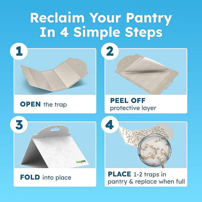 BugMD Pantry Moth Traps (6-Pack) – Pheromone-Based Sticky Glue Traps, Non-Toxic, Kills Indian Meal Moths – Kitchen & Food-Storage Safe - White