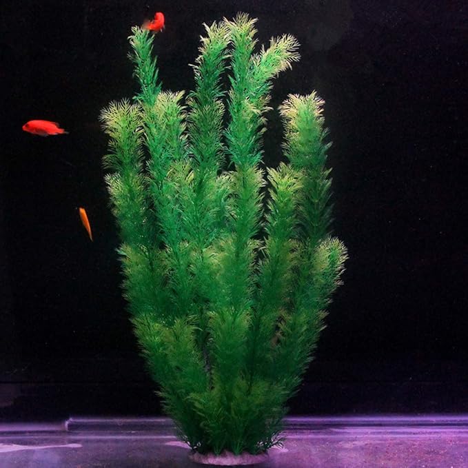 Hamiledyi Aquarium Plants Plastic Decor Fish Tank Green Decorations Plants Ornament Safe for All Fish,Extra Large 23-inch Tall, 2 Pack（Green Style A）