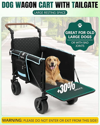 Snagle Paw Extra Large Dog Stroller,Wagon Cart for Medium Large Dogs up to 200lbs | All Terrain Foldable Pet Stroller with Ramp & Tailgate (Extra Space), Adjustable Handle & One-Step Brake