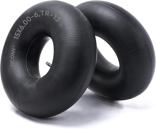 TICONN 15x6.00-6nhs Lawn Mower Tires Inner Tube, 2 Pack Inner Tire Tube for Wheelbarrow Tires, Replacement Tube with TR-13 Straight Valve Stem for lawn mower tires 15x6.00-6, Wheelbarrows, Wagons