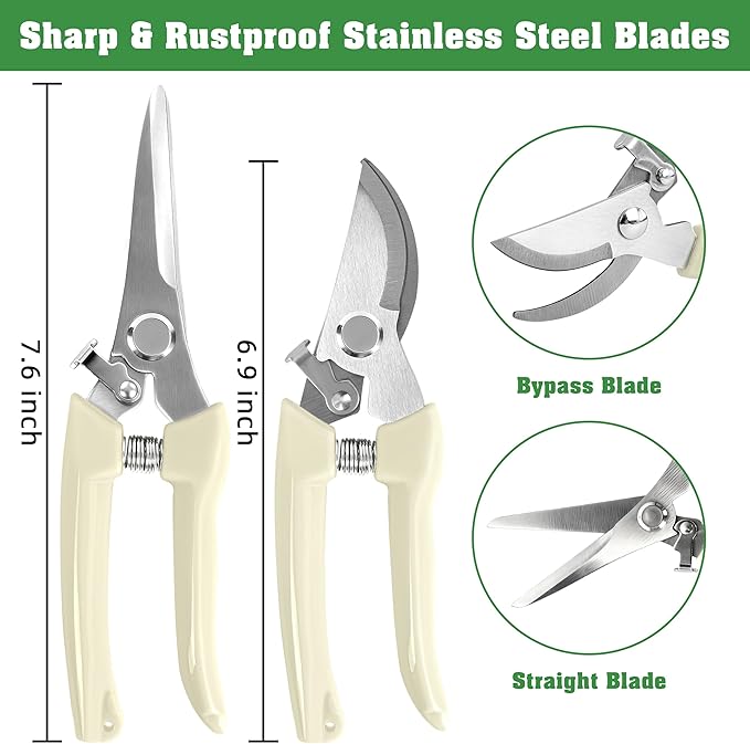 4 Pack Garden Shears, Stainless Steel Shears Gardening Tools, Scissors, Garden Clippers, Pruning Shears (White)