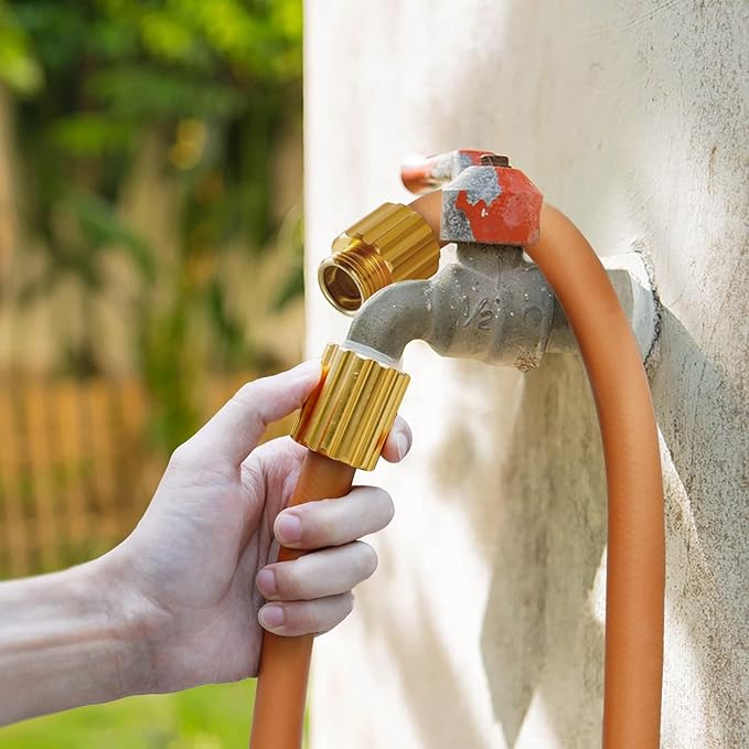 Worth Short Lead-in Hybrid Garden Hose 5/8 in. x 16 ft. -Kink Free, No Leaking, Male/Female Fittings -Heavy Duty Durable Flexible Lightweight Water Pipe -Brass Aluminum Ends for Household & Yard Use