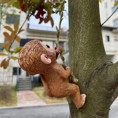 Climbing Animal Tree Hugger Statue - UV Resistant Resin Hanging Garden Sculpture, Waterproof Outdoor Decor for Yard, Patio, Porch (Monkey)