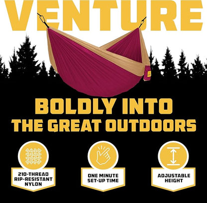 Wise Owl Outfitters Camping Hammock – 500lbs Portable Hammock with Tree Straps - Travel, Backpacking, Hiking, Outdoors Camping Gear - Single or Double