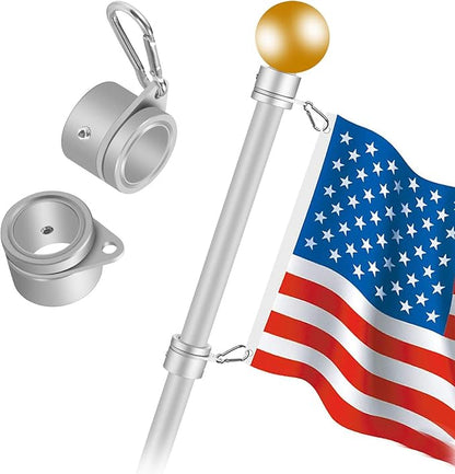 1" Flag Pole Rings, 2 Pcs Anti Wrap Flag Pole Clips Swivels, 360° Rotating Flagpole Flag Mounting Rings, Aluminum Alloy Spinning Flag Pole Kit Parts for 0.75-1.02" Diameter (1 Inch, Silver)