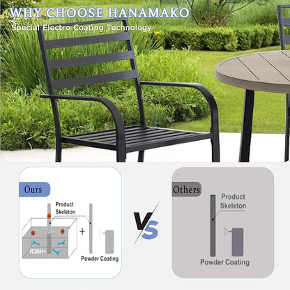 Patio Dining Chairs Set of 8, Metal Outdoor Chair, Black Stackable Dining Chairs, Wrought Iron Patio Chairs with Wide Back & Armrest, Support 300 LBS