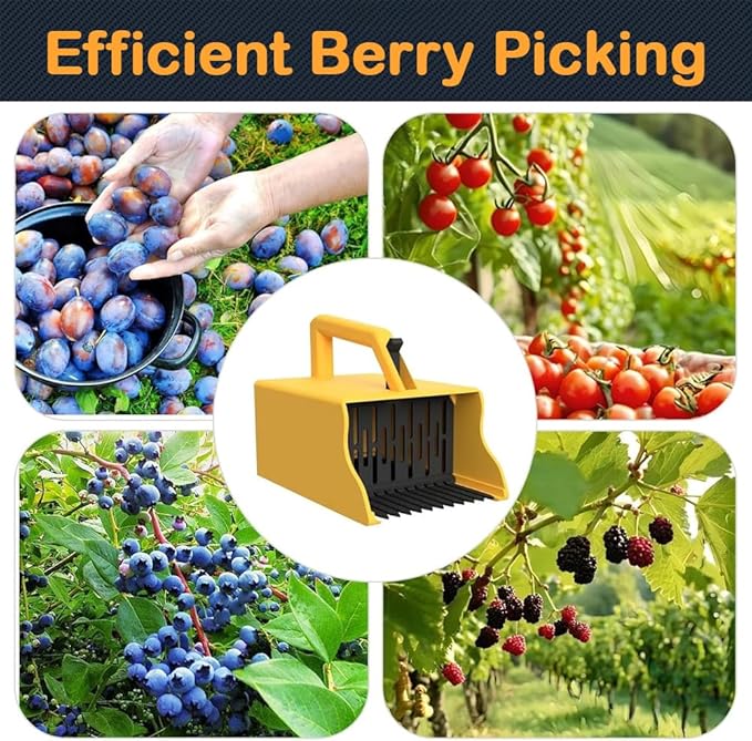 Blueberry Picker Tool with Comb,Berry Picker Rake with Metal Comb and Ergonomic Handle,Scoop Harvesting Tool for Blueberries Lingonberries Huckleberries Household Farm Supplies