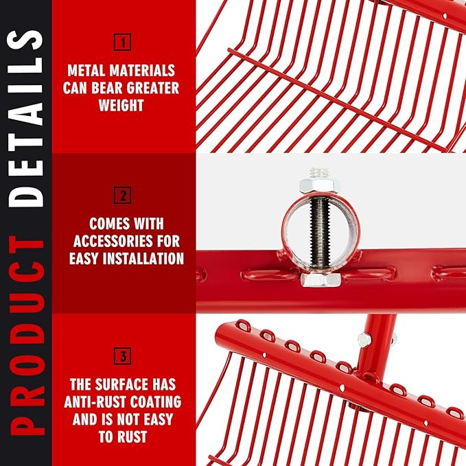 Tandefio 1 Pack Pitchfork Replacement Head Metal Horse Manure Rake Gardening Pitch Fork with Angled Tines for Horse Stall Poop Picking up(Red)