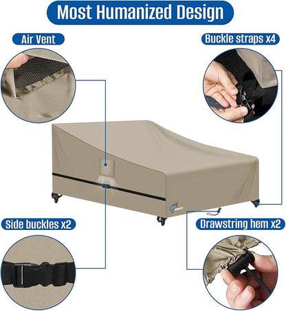 SIRUITON Garden Patio Rattan Daybed Cover Patio Bed Cover 69" W x 71" D x 31.5" H,Heavy Duty 420D Oxford Waterproof Outdoor Double Sofa/Patio Bed Lounger Covers