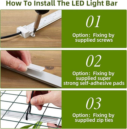 Litever Grow LED Light Strip Kits for Plants, 45W, Full Spectrum White Grow Lights, Easy Installation. Good for Indoor Plant Grow Shelf, Greenhouse, Grow Cabinets