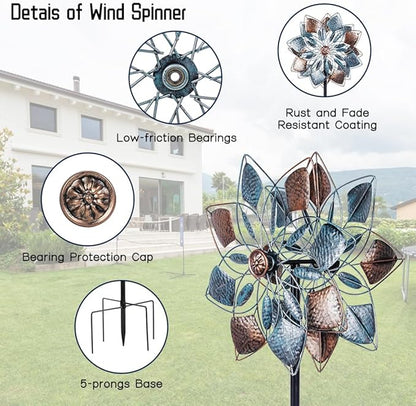 Wind Spinners Outdoor Metal 14.3” Wind Spinners for Yard and Garden Vintage Wind Spinner Garden Decor Wind Sculptures & Spinners for Patio Lawn Decoration