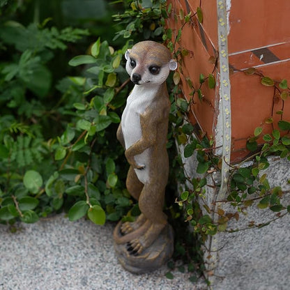 19.2 Inch Height,Outdoor Meerkat Sculpture Garden Decoration Standing Outdoor Sculpture, Weather-Resistant Resin, Brown