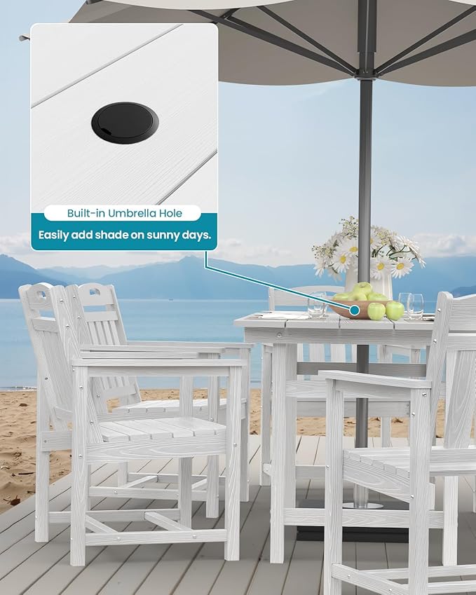 Ciokea Outdoor Patio Dining Chair Set of 2, HDPE Porch Chairs for Dining Table, All-Weather Durable Outdoor Furniture for Backyard, Garden, Lawn & Poolside, White