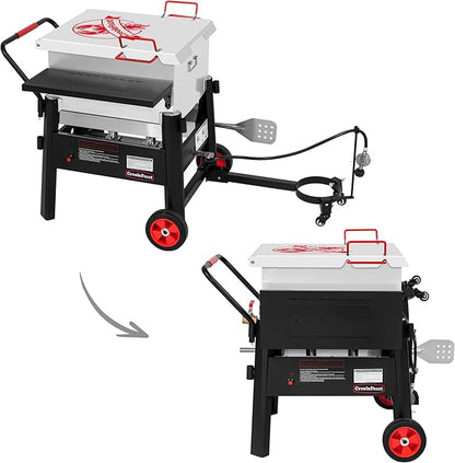 Creole Feast CFB1001A 90 QT Crawfish Boiler, Outdoor Single Sack Propane Gas Cooker with Folding Cylinder Mounting Bracket and Stirring Paddle for Seafood & Crawfish Season, Black