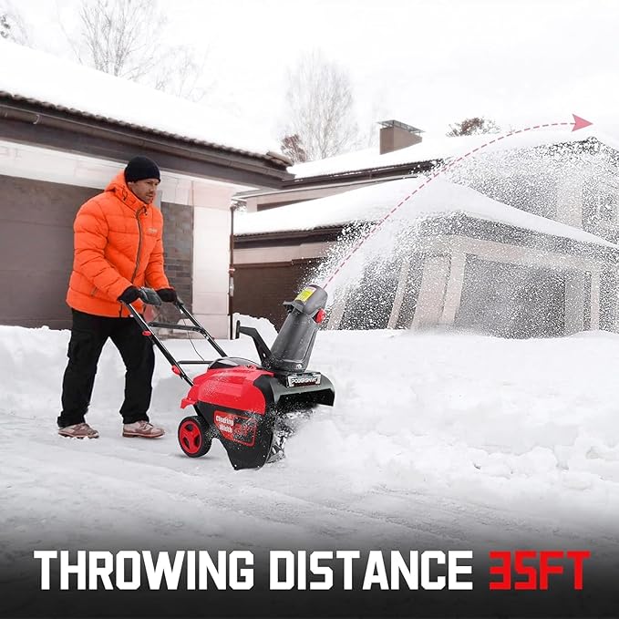 PowerSmart 80V 21-Inch Cordless Single Stage Snow Blower, 6.0Ah Battery, Charger (2 Battery)