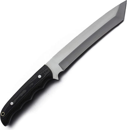 GCS Handmade G10Handle D2 Tool Steel Tactical Hunting Knife with leather sheath Full tang blade designed for Hunting & EDC GCS 266