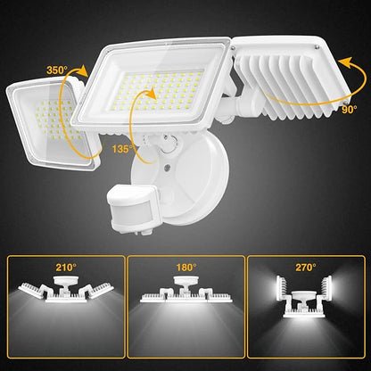 Onforu 2 Pack 100W LED Security Lights Motion Sensor Outdoor, 9000LM Super Bright Flood Light Motion Detector, IP65 Waterproof Exterior Floodlight, 6000K Hardwired Wall Light (White)