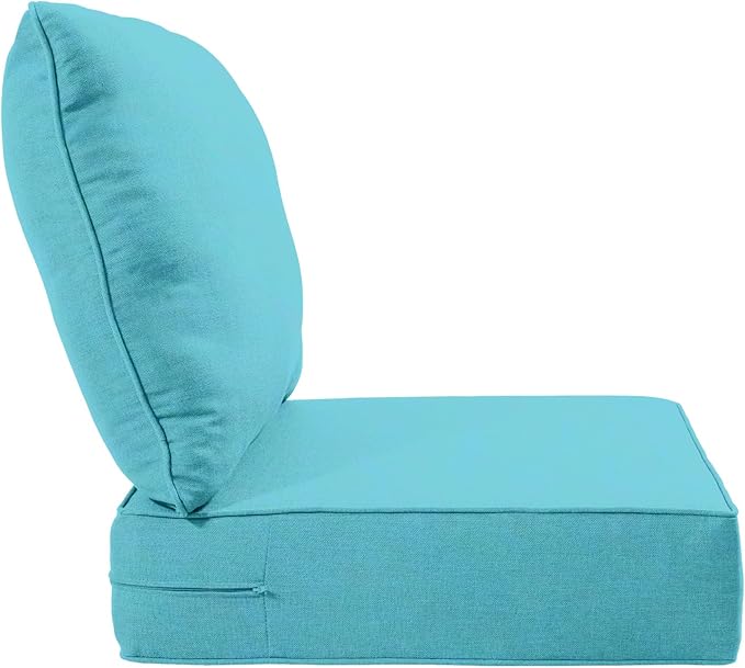 Luxury 22x24/22x25 6-Inch Outdoor Cushions for 5 Peice Patio Furniture Set - Set of 5 Water-Resistant Pillow for Dining Rocking Swivel Chairs Loveseat Couch Sectional Sofa - Turquoise